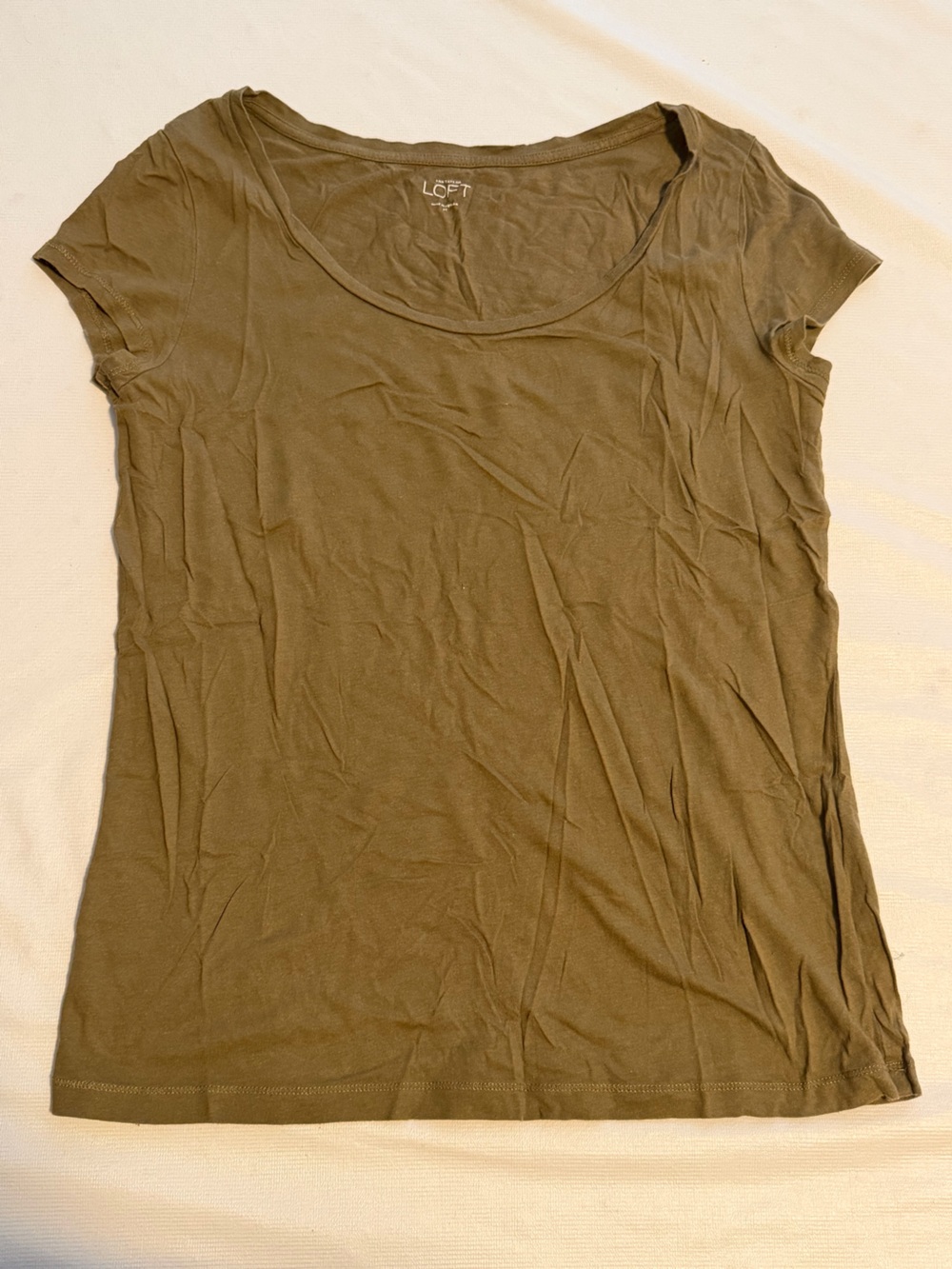 LOFT Olive Green Short Sleeve Scoop Neck Tee